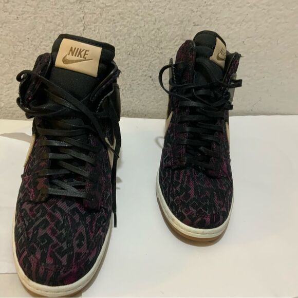 Nike Dunk Sky High Premium Hidden Wedge Womens 9.5 Black Linen Purple Tribal - Picture 2 of 11
